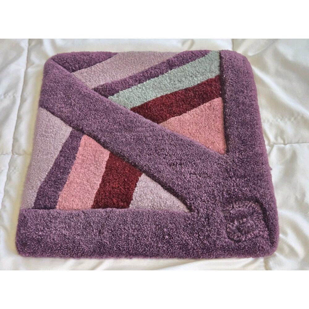 Angela Adams Flossie Plum Sample Square New Zealand Wool Mini Rug Retro Boho